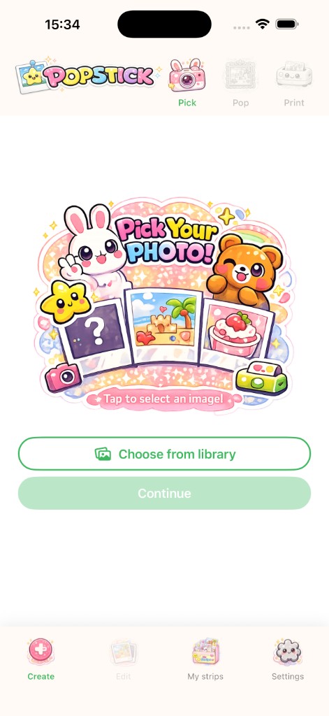 PopStick Pick step: choose a photo from your library